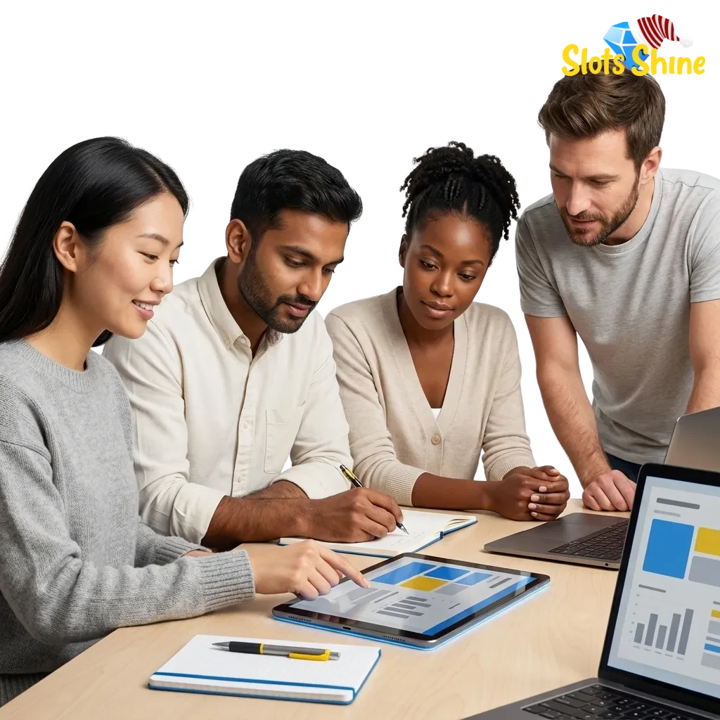 Slots Shine online casino and sports betting site shown on desktop and mobile with welcome bonus offers displayed