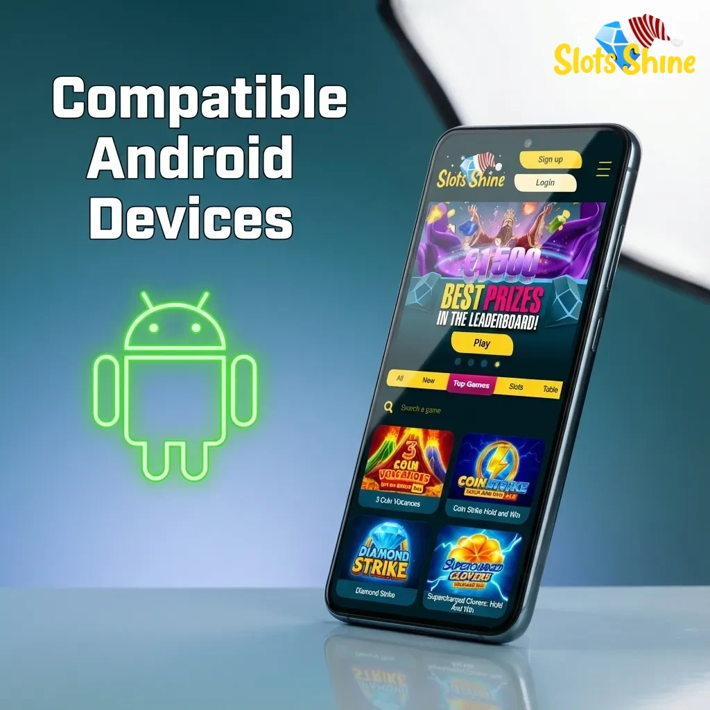 Slots Shine app compatible Android devices list, showing popular phone and tablet models used in the UK