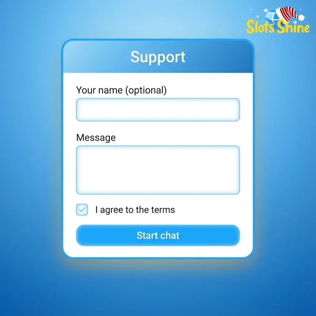 Illustration of Slots Shine 24/7 customer support with live chat, email icons and FAQ symbols for UK players