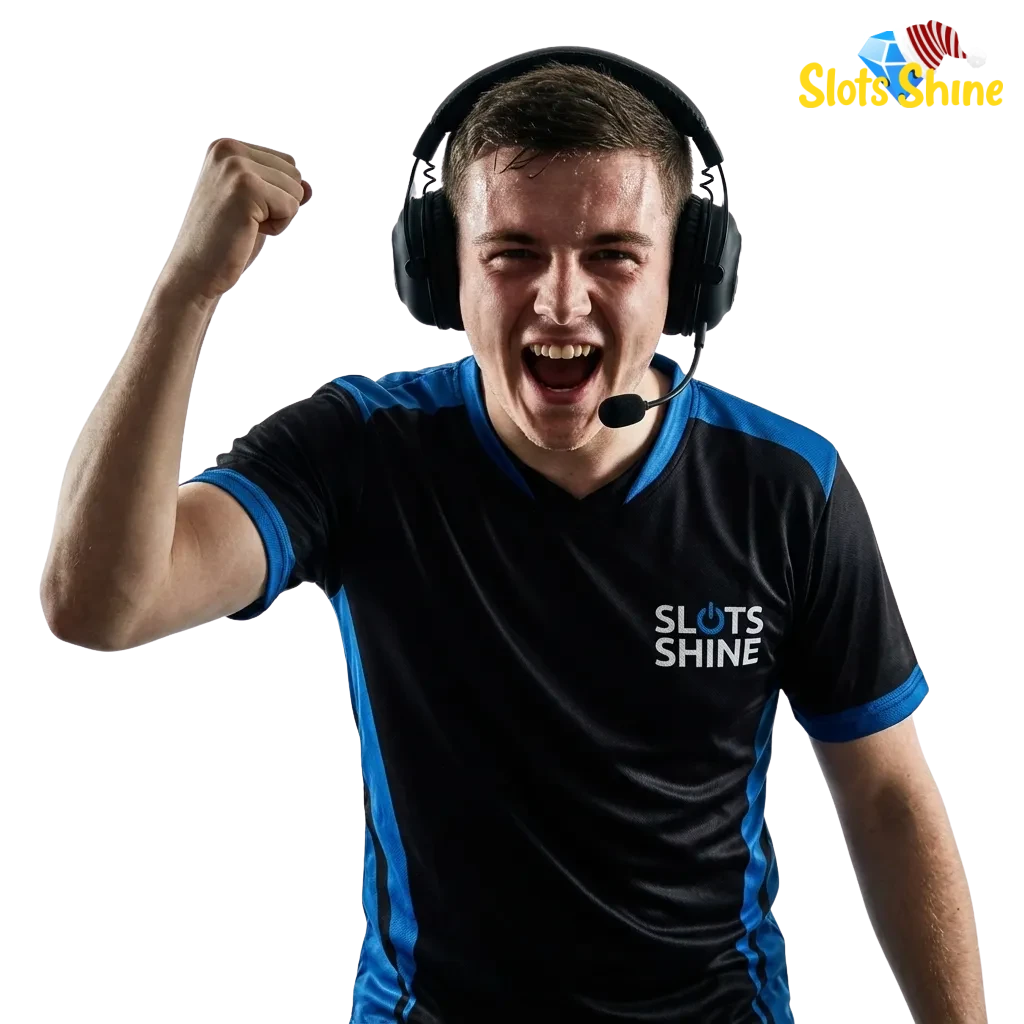 Slots Shine UK esports betting promo banner with welcome bonuses and live match odds on a mobile app