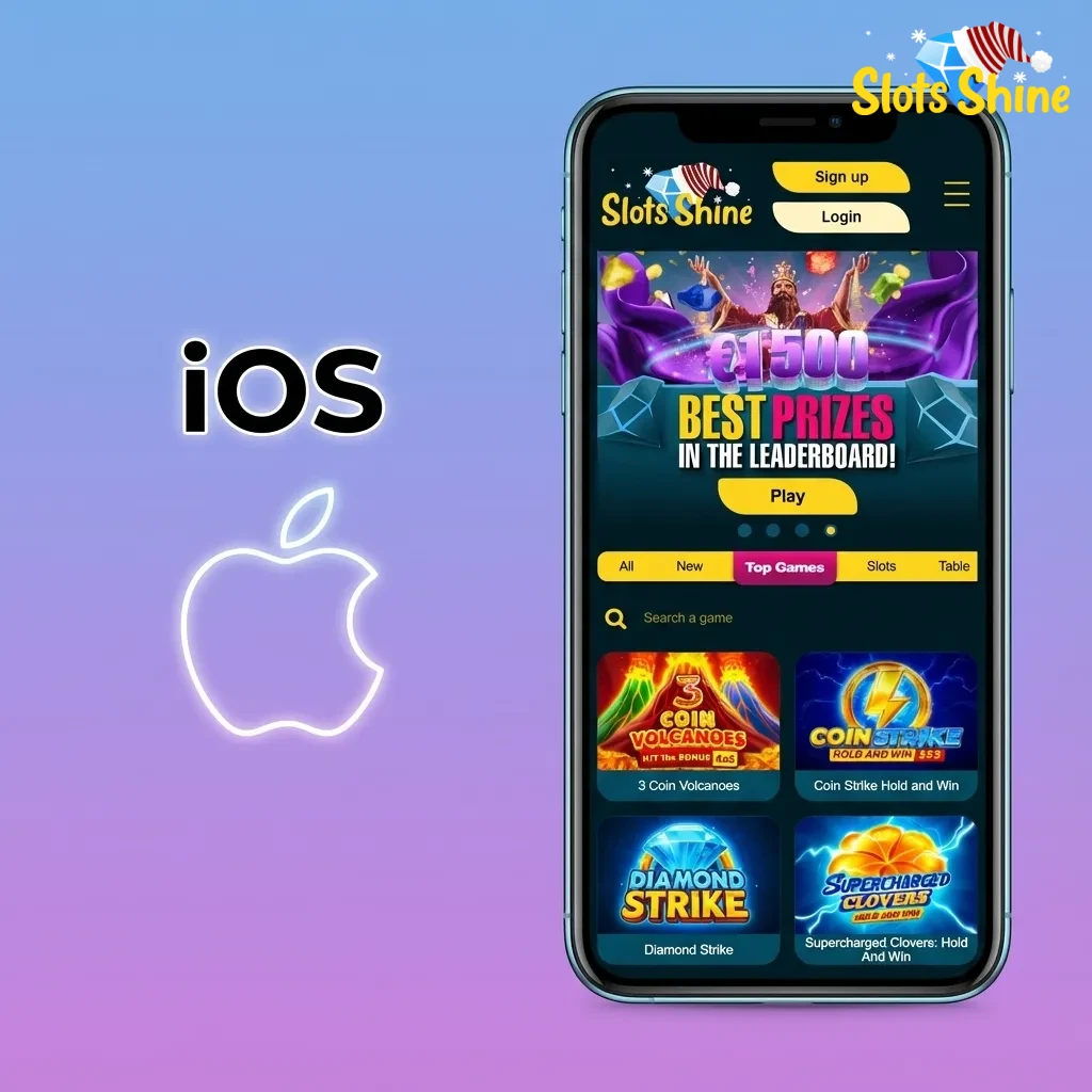 iPhone screen showing Safari with Slots Shine website and “Add to Home Screen” instructions for quick app-style access