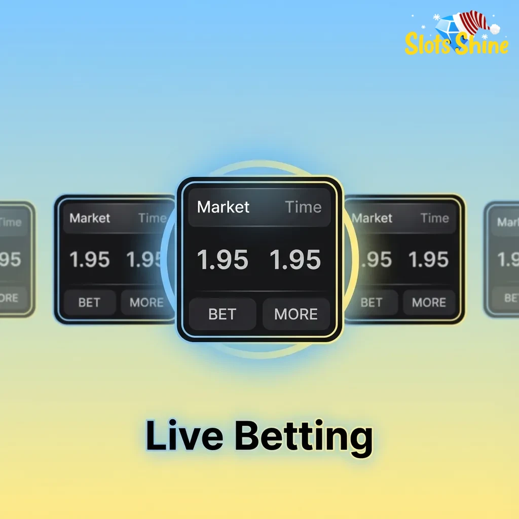 Sports fans using Slots Shine live betting interface with in-play odds, quick bet placement and cash out options
