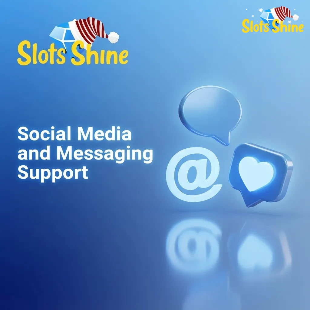 Illustration of Slots Shine customer support via WhatsApp, Telegram, Facebook Messenger, and X on a smartphone screen