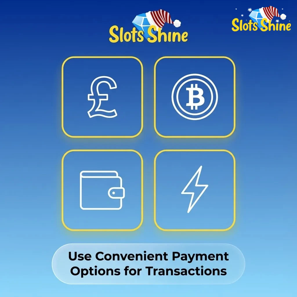 Icons of cards, bank, crypto and e-wallets showing secure payment options at Slots Shine UK cashier