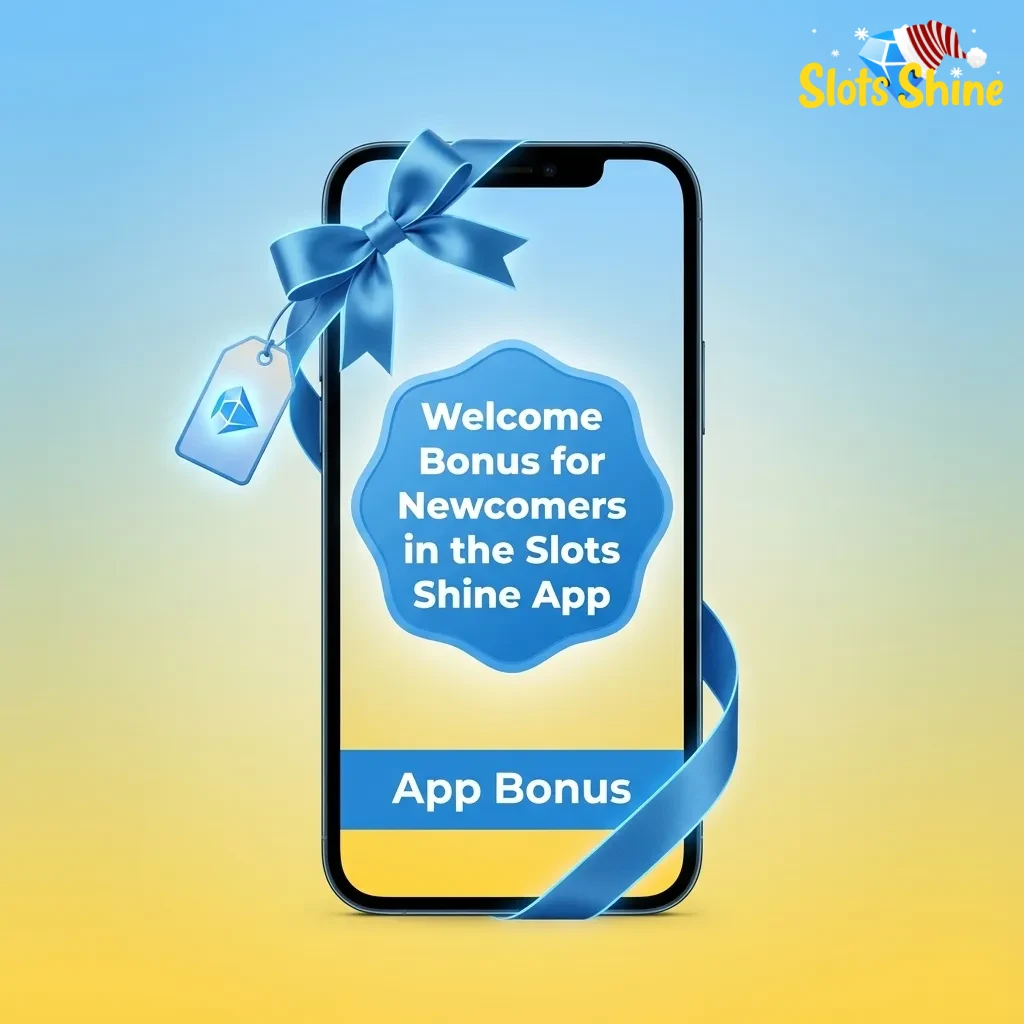 Slots Shine app welcome bonus screen showing sports bet match and casino free spins options for new users.