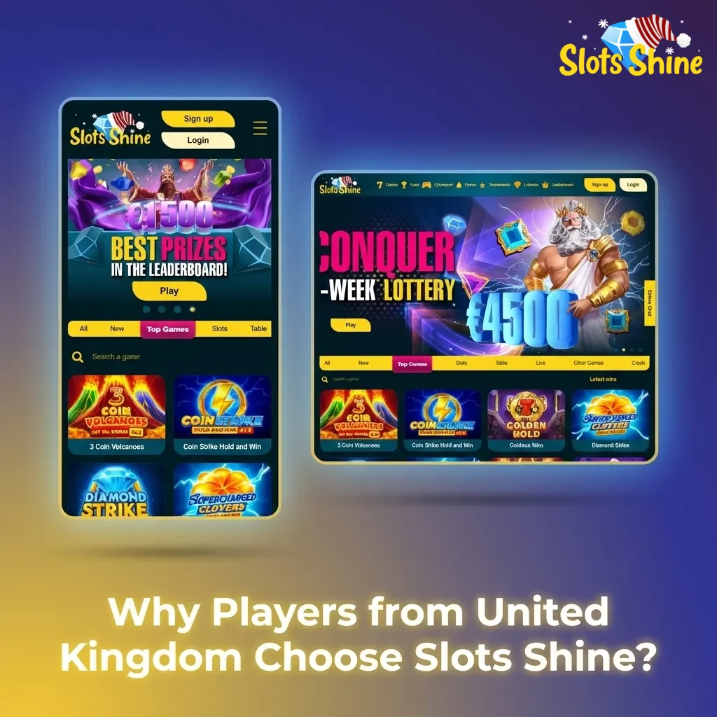 Illustration of UK players choosing Slots Shine for GBP payments, local games, fast KYC, mobile betting and safer gambling tools