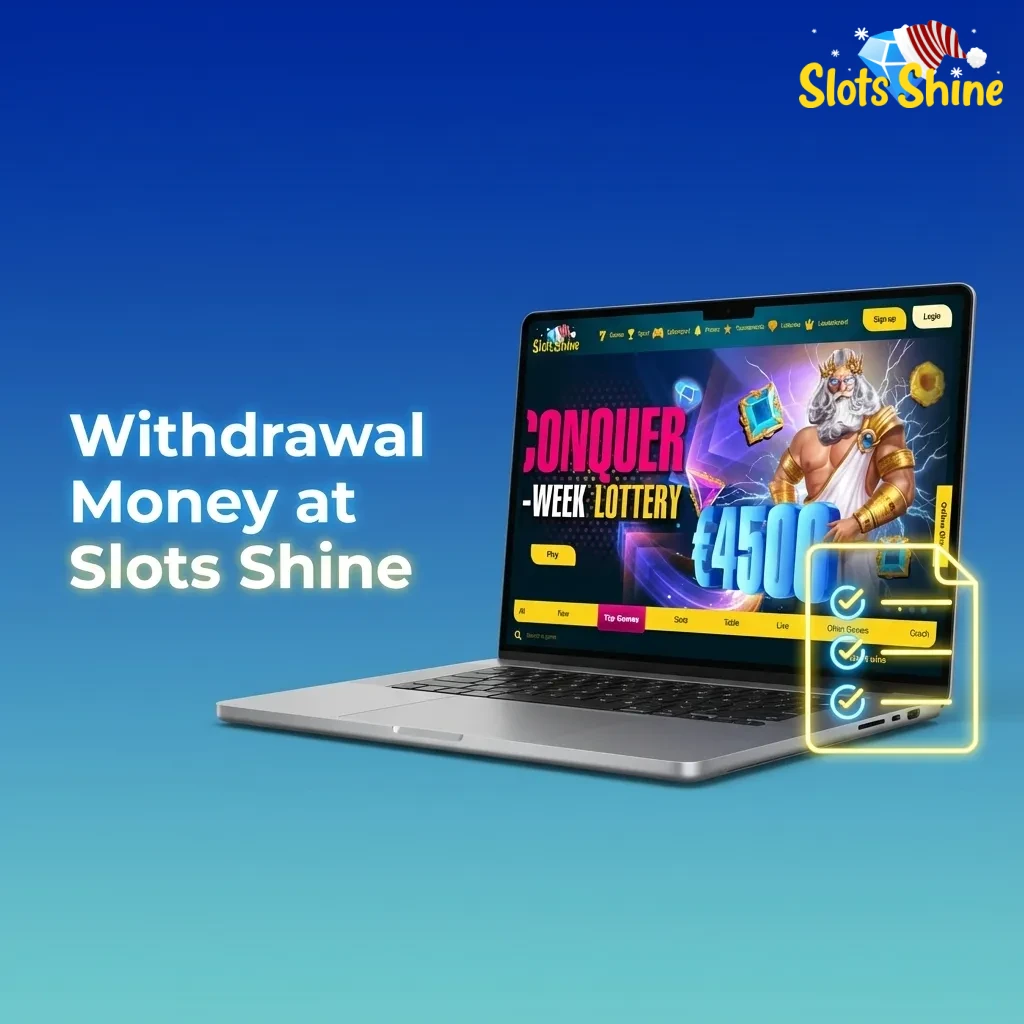 Person withdrawing funds on Slots Shine, viewing on-screen steps and UK payment options in the cashier section.